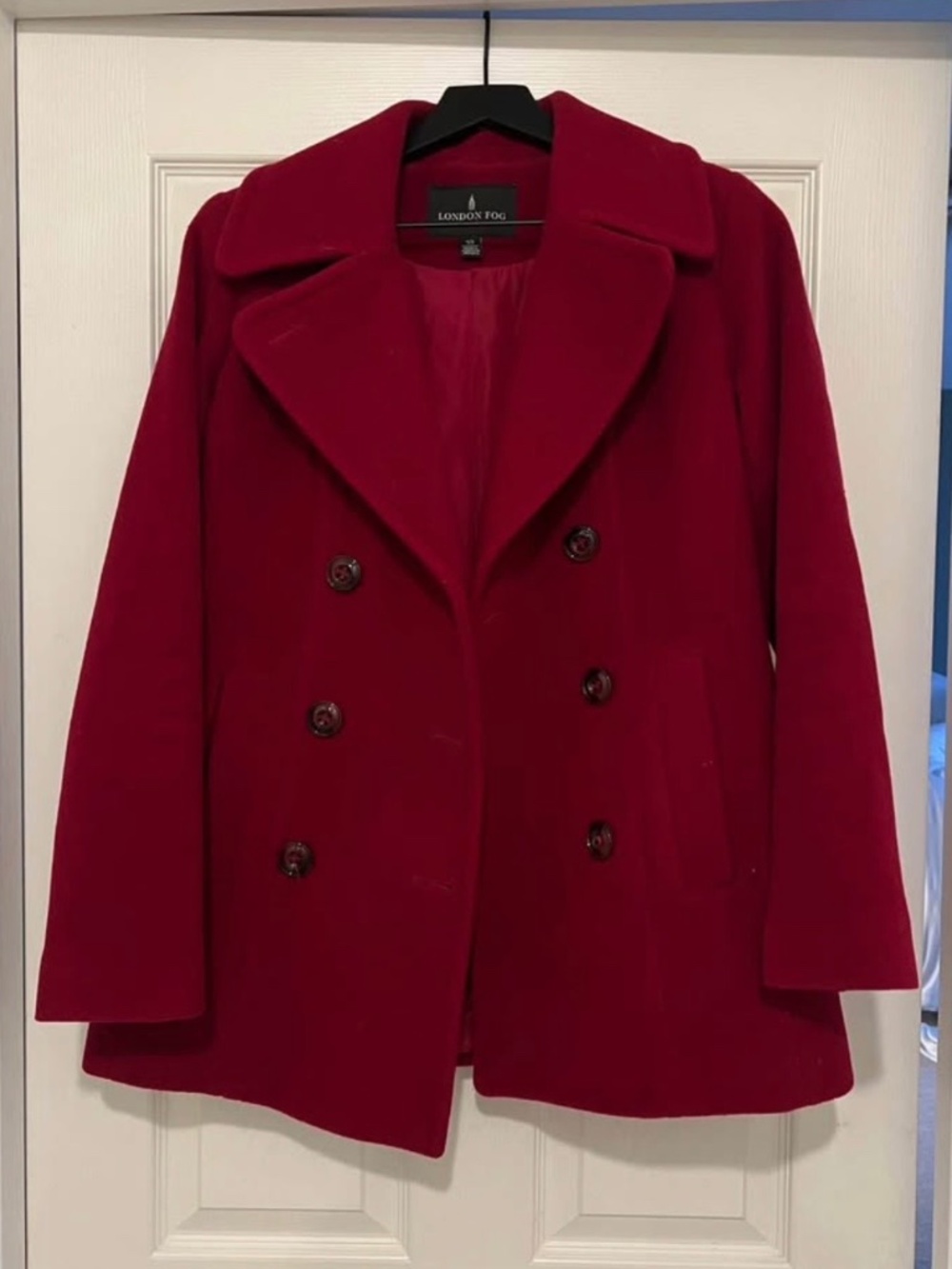 XS London Fog red wool-blend peacoat